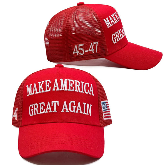 45-47 MAGA RED TRUMP 2024 Adjustable Snapback Mesh Back Cap