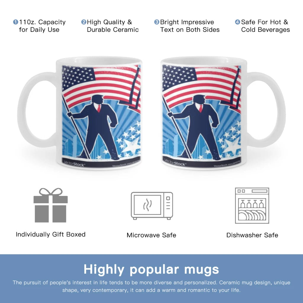 USA Trump Expressions 11oz Afternoon Tea Mug Multifunctional Ceramic Coffee Mug Porcelain Coffee Cup Drinking Cup