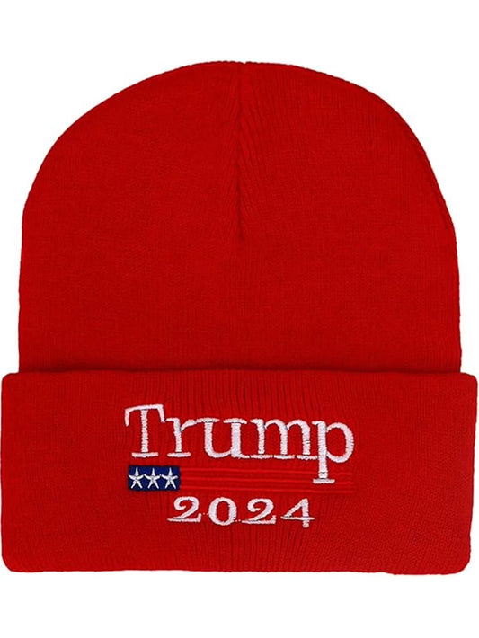 Trump 2024 Embroidery Beanie Hats MAGA Hat Make America Great Again Winter Knit Hats for Men Women the Ideal Gift